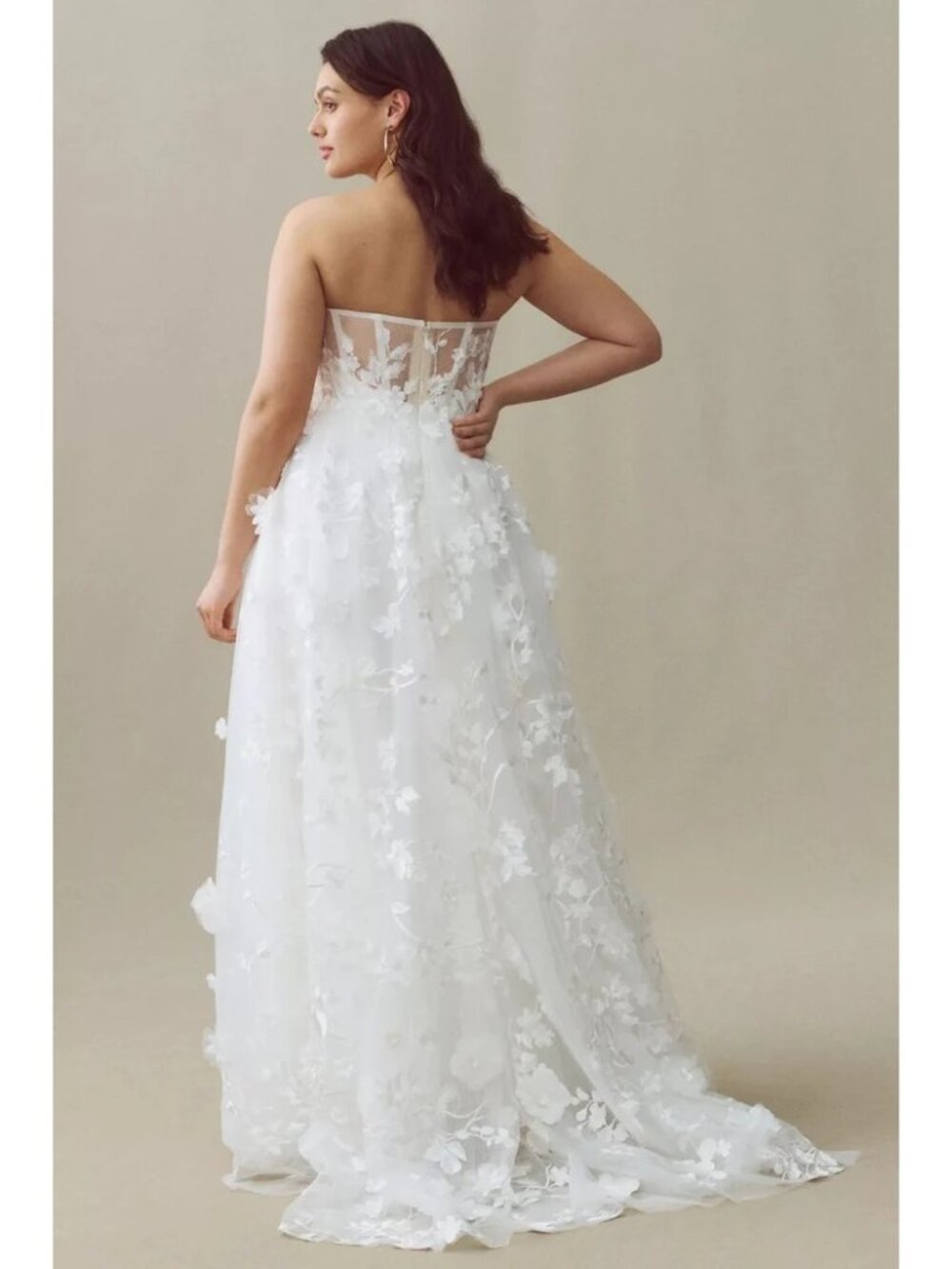 Wtoo By Watters Strapless Floral Embroidered Tulle Wedding Gown Corset Womens 4